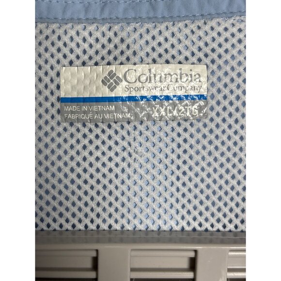 Columbia PFG Mens Size 2XL Light Blue Long Sleeve Button Down Omni Shade Fishing - Picture 6 of 10